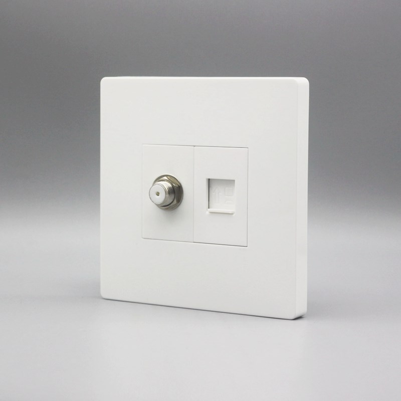 大板款网络电视面板86型六类千兆七类万兆网线插英制F头墙壁插座