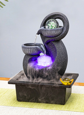 桌面流循环客厅装饰店铺前台室茶台招财小车风轮