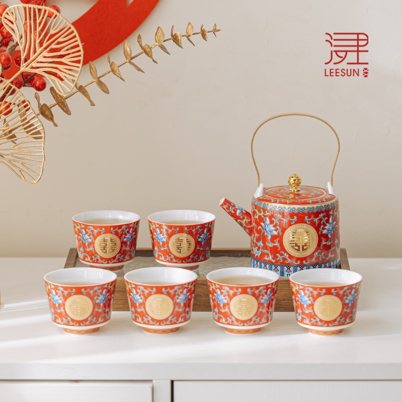 结婚改口敬茶杯茶具套装精致小众高级结婚用品送情侣新娘陶瓷礼品