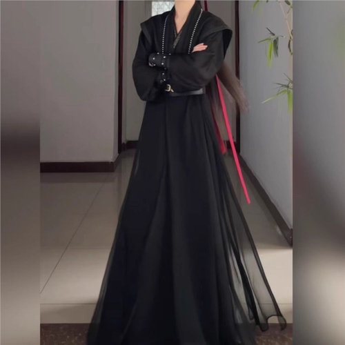 古风cos服中国风少年感汉服纯黑色飘逸古装黑瞎子墨燃cosplay套装