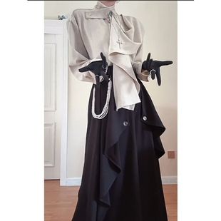 两件套/ 高级感山本耀司衬衣不规则上衣设计感小众新中式衬衫私设