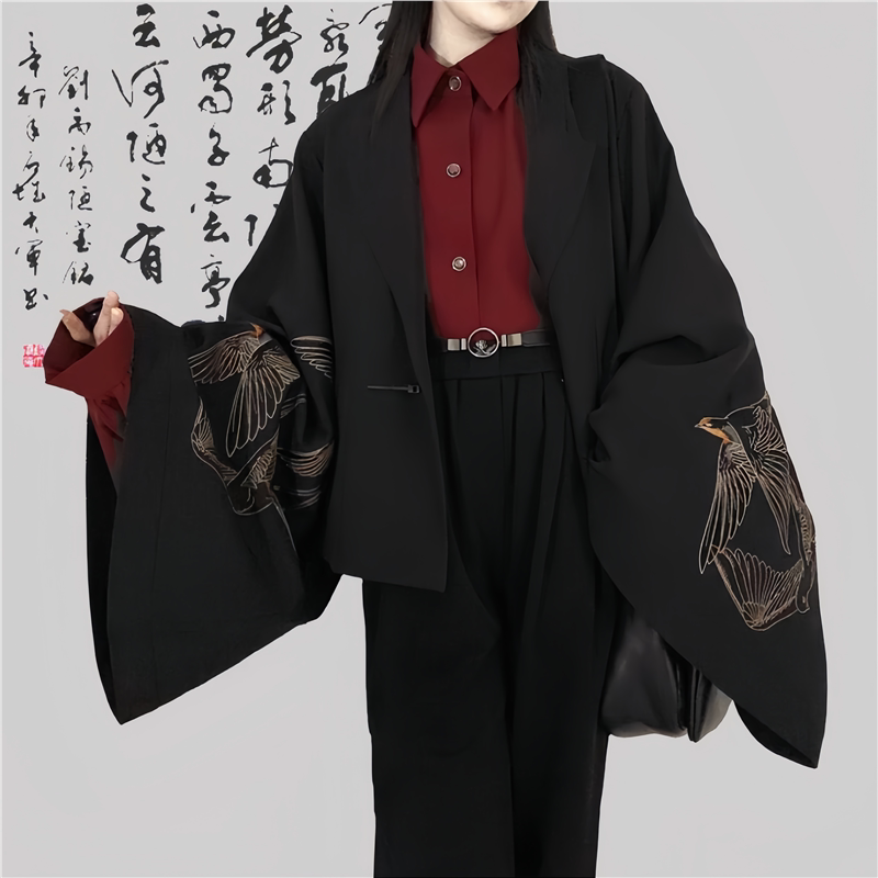 新中式通勤西装燕子刺绣百搭汉元素外套改良大袖汉服男女同款上衣