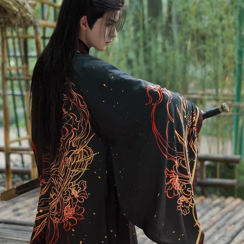 云歌宵台【狮子座】原创汉服男古风大袖印花交领上衣齐腰裙魏晋风