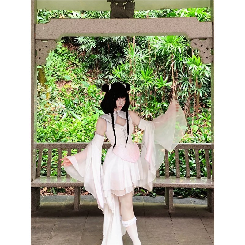 婉柒柒 征集 漫画花千骨cosplay仙侠古风白色裙子COS服全套