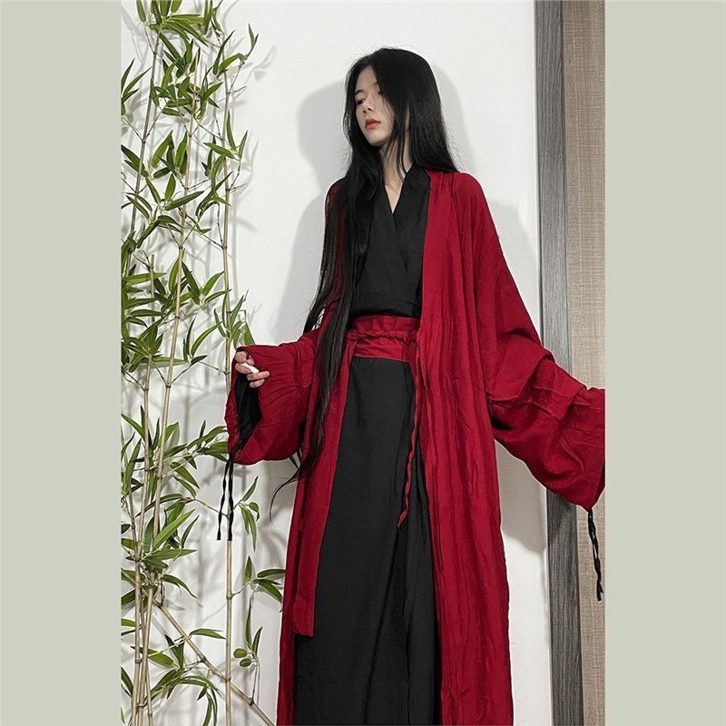 汉服新款大袖复原改良日常古风直裾中国男女古装同款套装魏晋秋冬