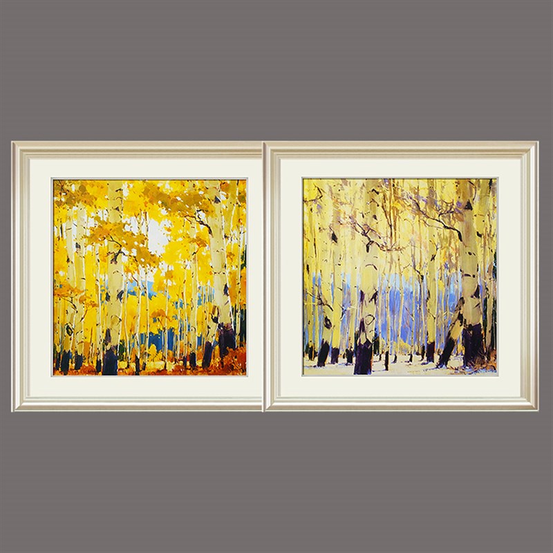 植物风景树林客厅沙发背景墙书房饭厅玄关家居店装饰画有框画银框