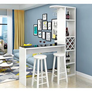 家用客厅隔断小吧台桌现代玄关高脚桌小户型酒柜吧台一体桌