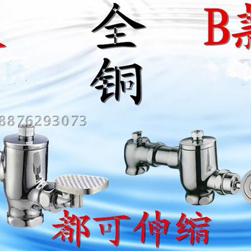 cy铜卧式脚踏大便冲洗器脚踩蹲便器冲水可伸缩蹲坑自闭冲洗