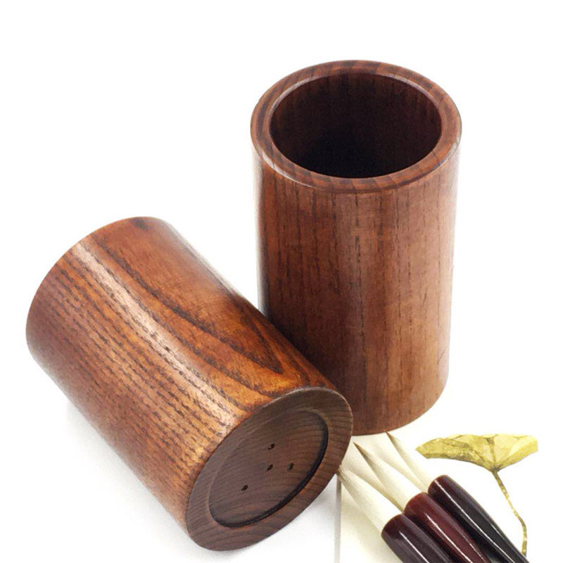 复古创意时尚木质笔筒仿古实木制毛笔筒原木圆形中国风办公室用品