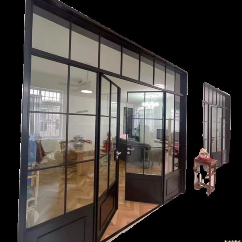 高端上海老洋房钢w窗门定制别墅复古格子老式门窗法式极窄边框老