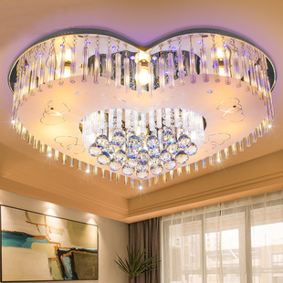 浪漫爱心形水晶led吸顶灯简约现代婚房间客厅灯温馨主卧室灯变色