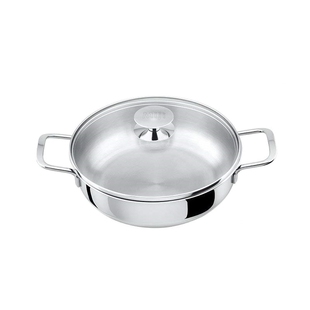 304不锈钢24/26cm煎锅无涂层不易粘锅平底锅煎饼锅燃气电磁炉通用