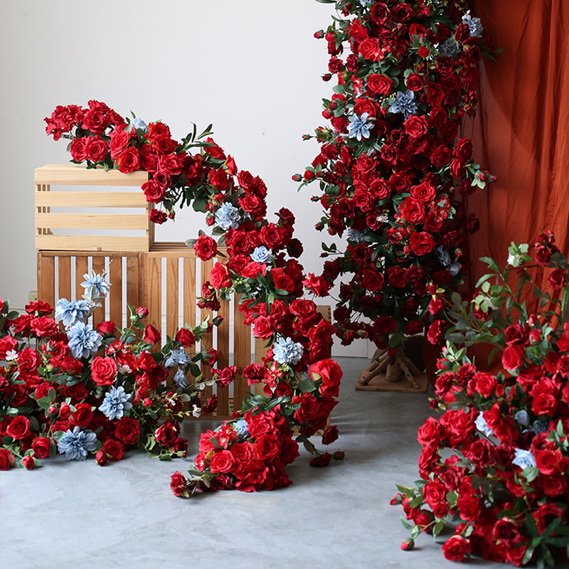 婚礼场景布置花艺套装仿真玫瑰花藤插花摆件路引壁挂橱窗花园花卉