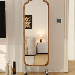 可移动不锈钢全身镜落地镜家用女生卧室试衣大镜子真实旋转穿衣镜