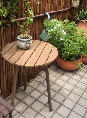 阳台桌椅小户型家用现代简约实木餐桌三件套组合方圆桌休闲小茶几