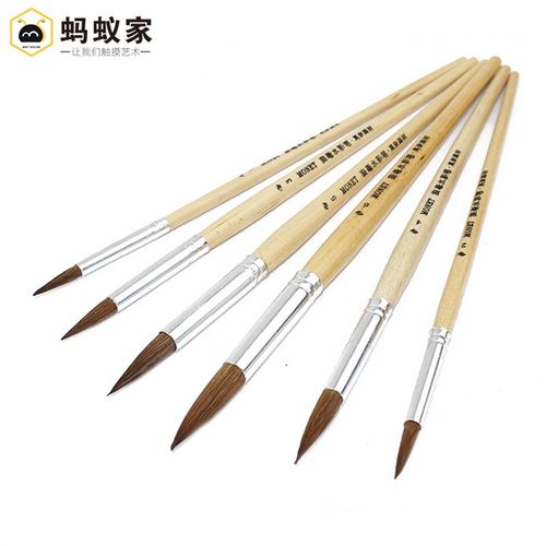 莫奈狼毫水彩笔羊毫勾线笔勾边圆头扁头油画笔美术水粉笔套装勾线