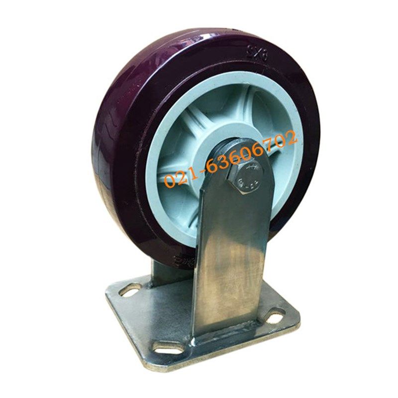 5寸载重型3e04不锈钢聚氨脂脚轮平板万向轮固定轮防锈防水工业轮
