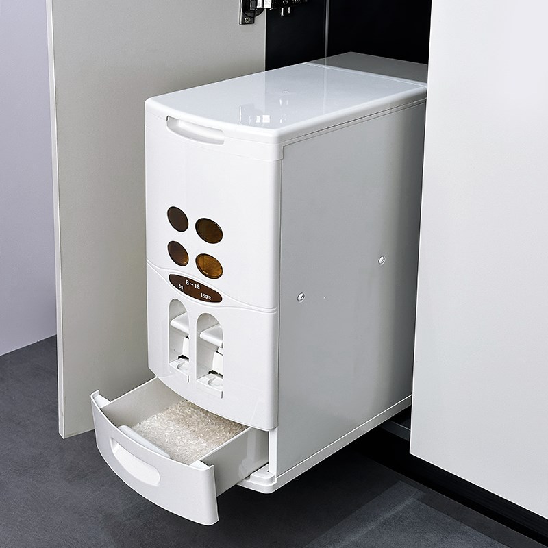 橱柜嵌入式米桶拉篮厨房内置米箱米缸家用抽拉式米面箱储米柜计量
