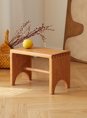 时光小凳管木匠中古北美樱桃木儿童凳夏克风格北欧复古家具小方凳