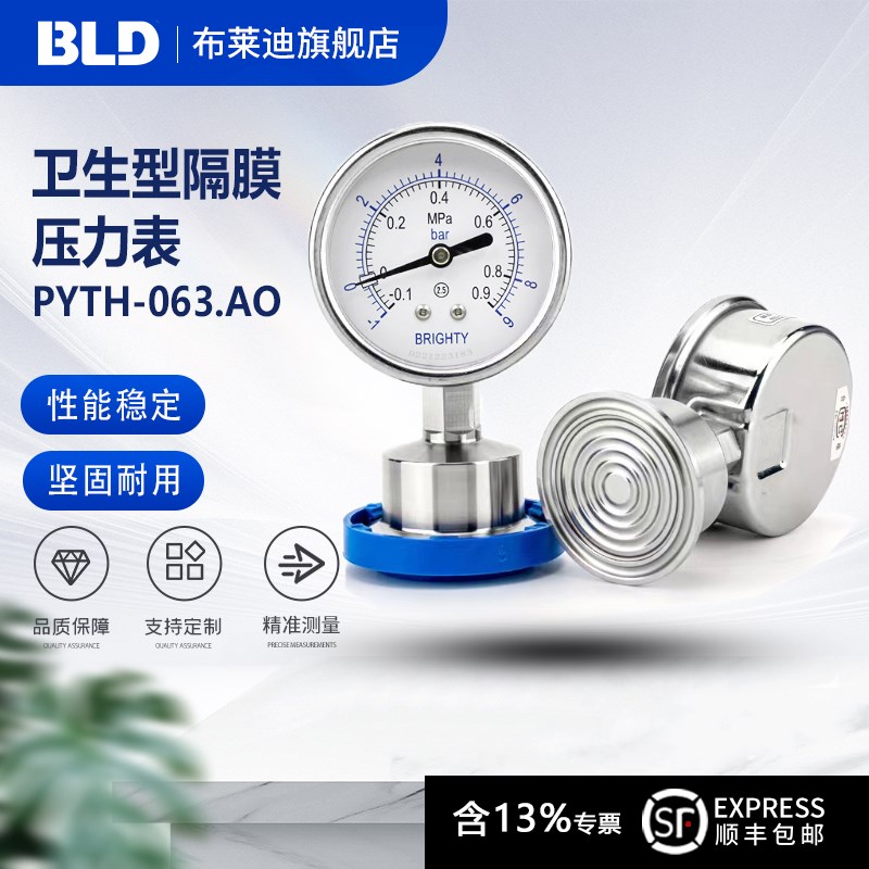 BLD北京布莱迪卫生型隔膜压力表PYTH-063.AO.F6 径向50.5卡盘连接