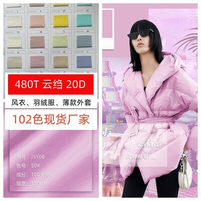 2024新款【480T绉】轻薄面防水高级研发尼龙邹羽绒服料肌理皱布料