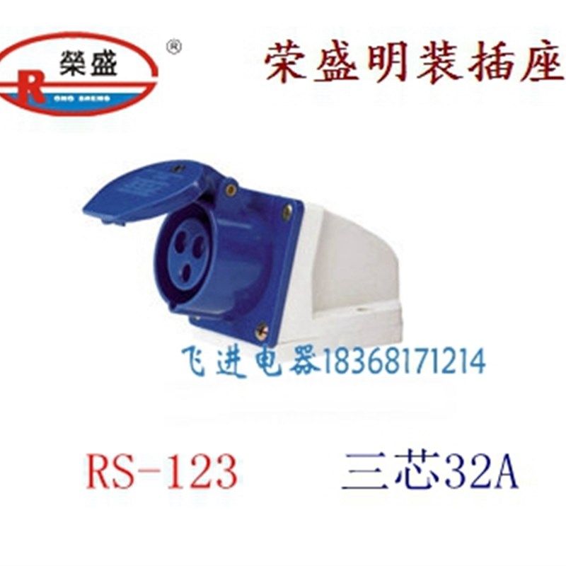荣盛CEIRSIEC工业防水明装插座RS-123 航空插座 3芯32A 220V 母头