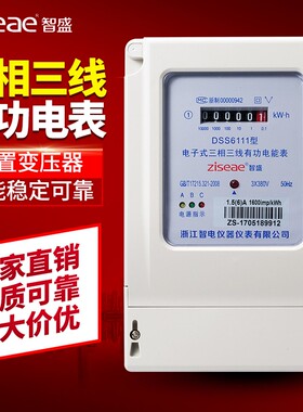 智盛 三相三线电表电子式有功电能表动力表DSS6111三项三线电度表