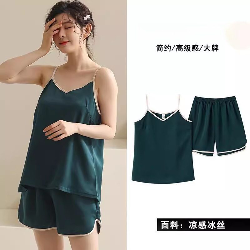 新款性感冰丝缎面睡衣女夏薄仿真丝绸学生吊带背心短裤家居服套装