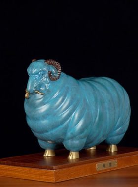 纯黄铜玄关摆件铜羊工艺品生肖羊装饰品家居客厅办公室中式铜摆件