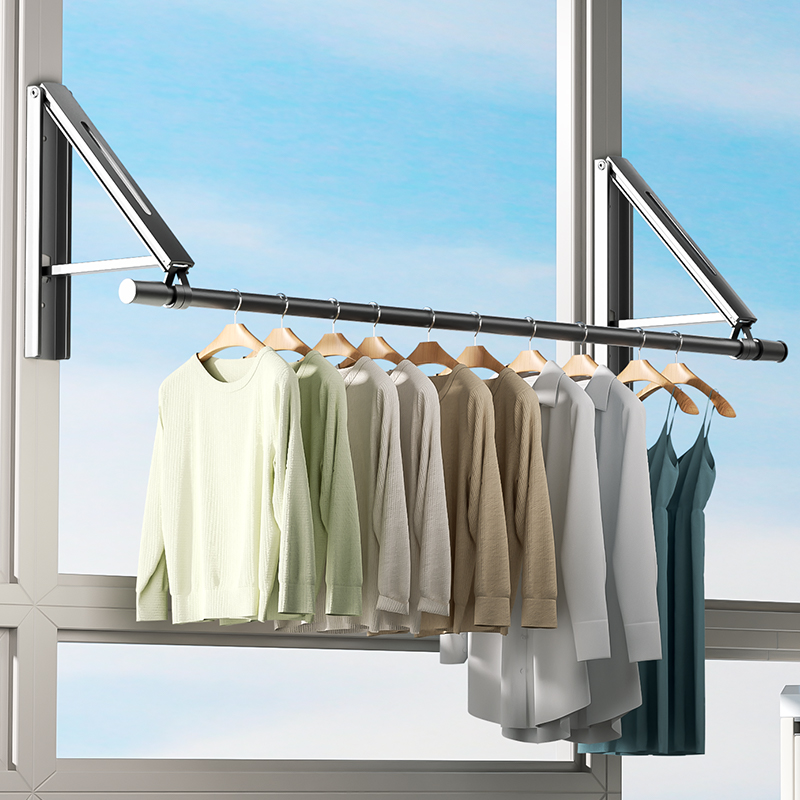 隐形晾衣架免打孔伸缩晾衣杆折叠壁挂式阳台晾衣架室内晾晒被神器