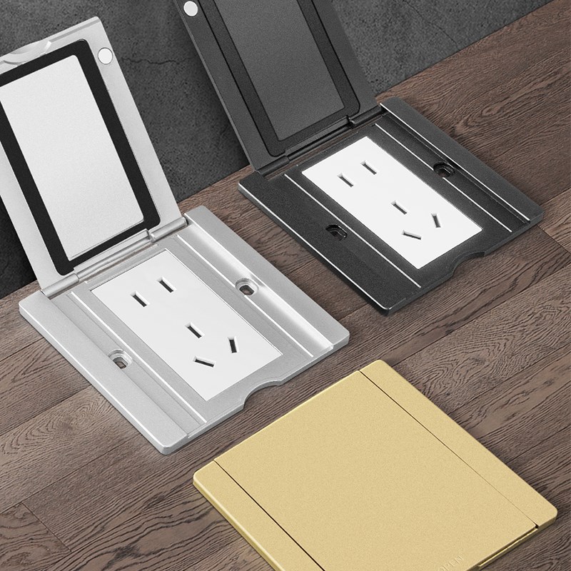 86型超薄翻盖地插防水隐藏式五孔二三插电源网络地面地板隐形插座