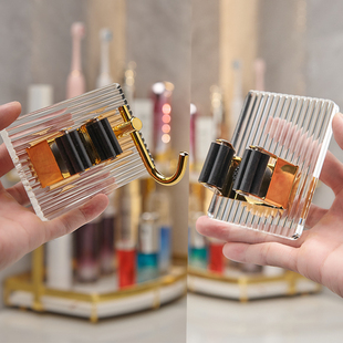 亚克力拖把挂钩壁挂免打孔卫生间阳台夹拖布放扫把架粘钩轻奢透明