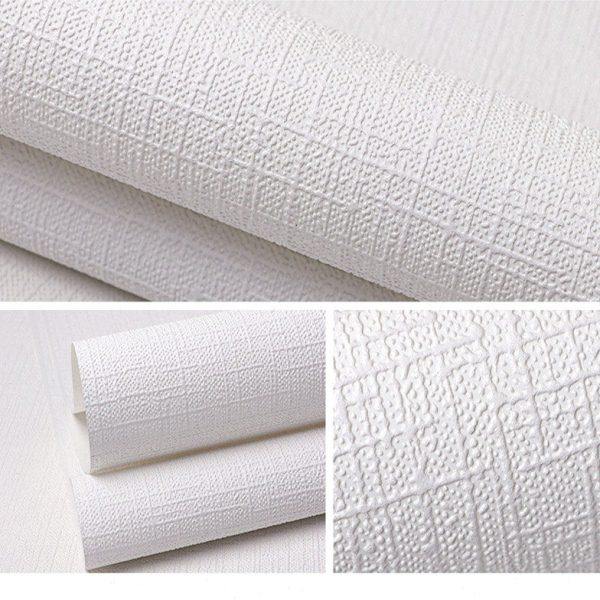 现代简约无纺布白色格子墙纸 客厅卧室书房婚房满铺纯色壁纸