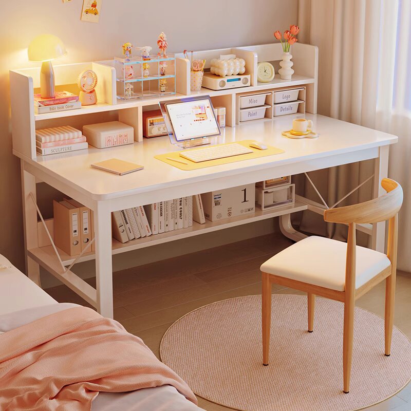 中小学生书桌书架一体家用电脑桌台式简约学习写字桌办公桌椅组合