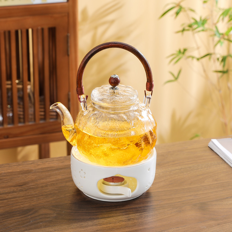 玻璃花茶壶茶具套组蜡烛煮茶炉加热底H座温茶器酒店饭厅保温茶水
