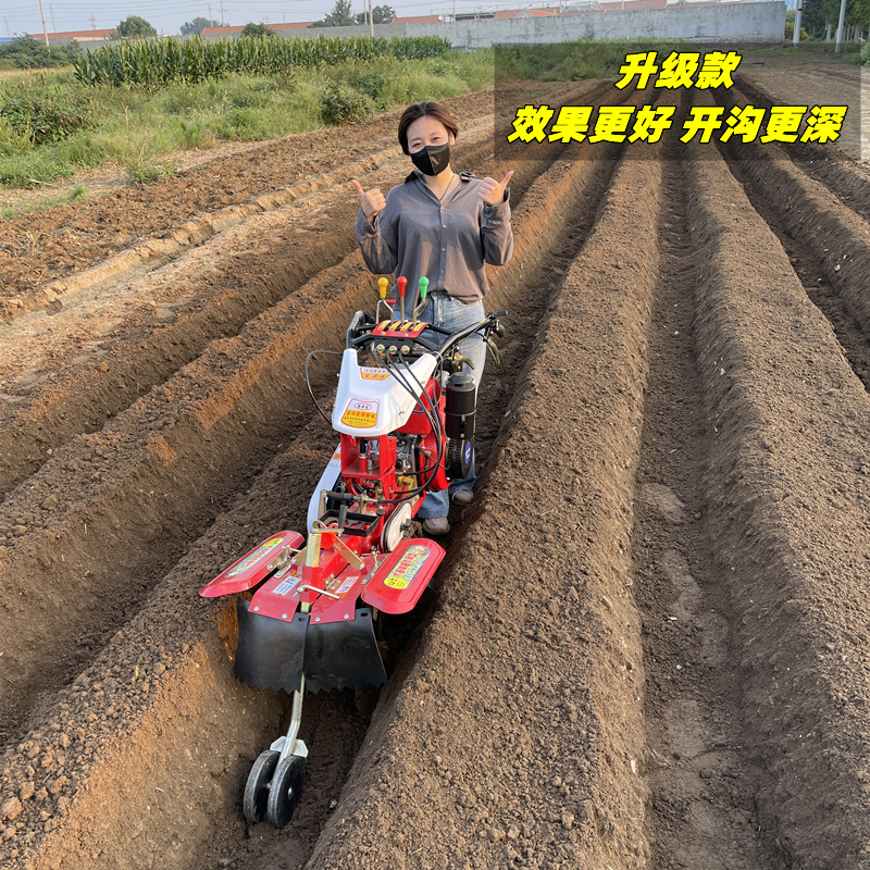 进口新款小型农用柴油开沟机果园深沟挖沟培土草莓起垄神器微耕机
