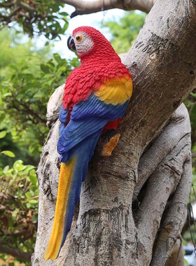 花园摆件田园树脂仿真金刚鹦鹉园林雕塑摆设工艺品庭院动物装饰品