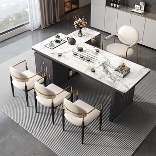 2米岩板茶桌椅组合家用办公酒店泡茶桌茶台阳台茶几 1.8 1.4 1.6