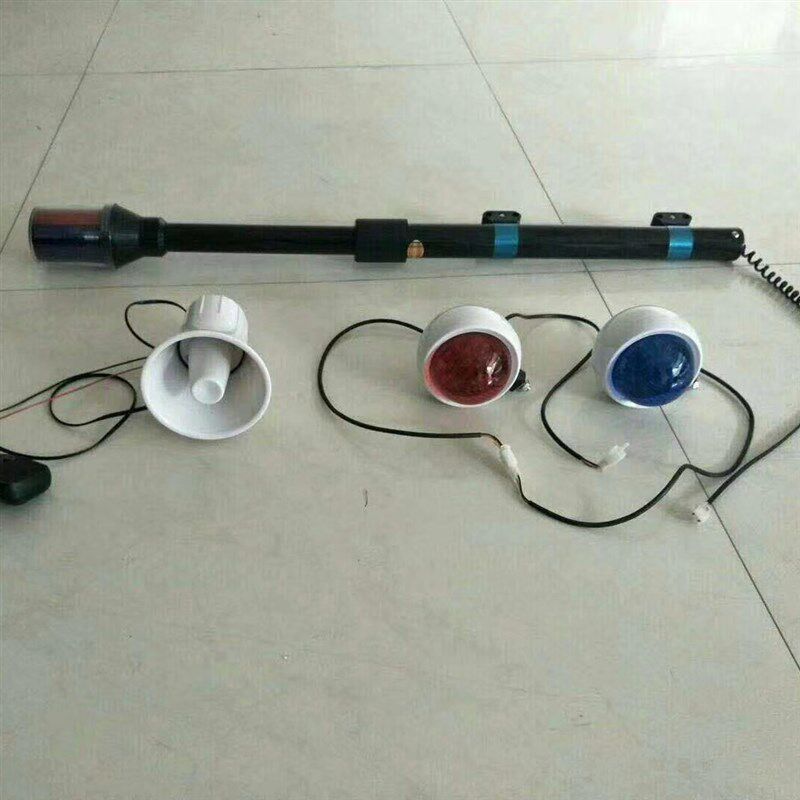 物业巡逻车警示灯LED爆闪灯喇叭喊话器12v两轮踏板车警示柱电动车