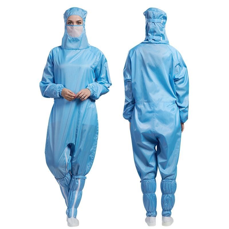 百级网格防静电工作服洁净服无尘服防尘净化车间连体蛙式蛙装