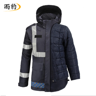 制式 加厚棉雨衣 反光衣棉服可印字 保暖雨衣交通棉袄冬季 优博雨豹