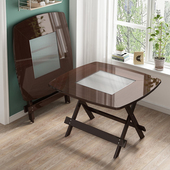 家用可折叠饭桌便携式 小餐桌子玻璃正方形吃饭出租房用简易 免安装