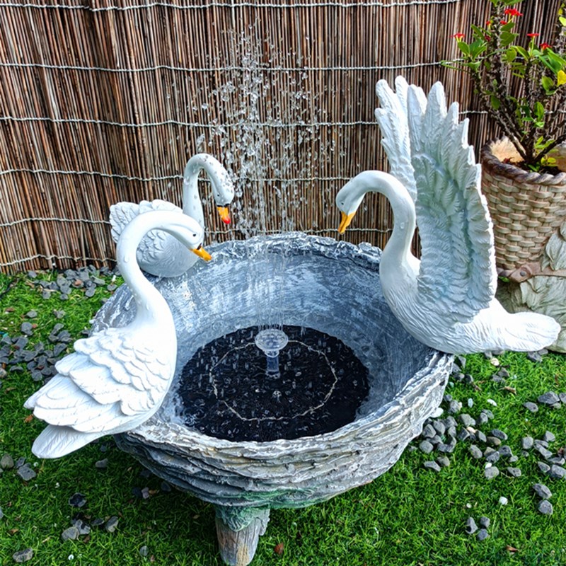 户外花园装饰摆件天鹅花盆别墅露台庭院造景布置太阳能喷泉景观