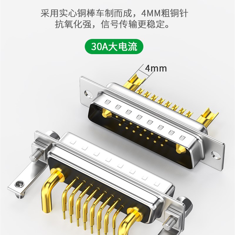 30A大电流D-S(17W2)插头D17公头母头17W2连接器 17针接头