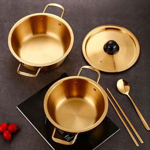 韩式不锈钢泡面锅双耳宿舍单人小火锅拉面锅方便面锅电磁炉专用锅