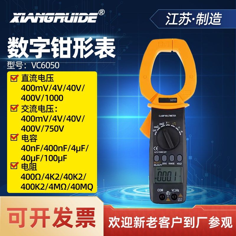 数字式钳形电流表 交直流两用2000A/VC6050