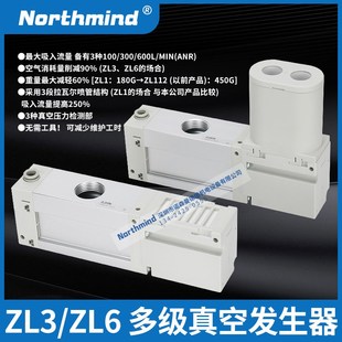 K15A多级真空发生器 ZL6H04V ZL3H06 6M06 6M04LV SMC型ZL3H04