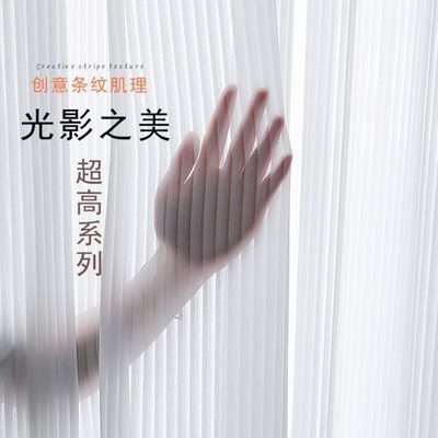 白色梦幻竖百叶加厚高级垂条纹透光遮光窗帘奶白竖条纹窗纱纱帘百