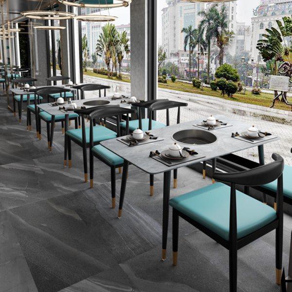 饭店岩板火锅桌电磁炉烤涮一体烧烤串串烤肉店轻奢餐桌椅组合商用,住宅家具,岩板餐桌,淘宝优惠券,粉丝福利购,淘宝优惠卷