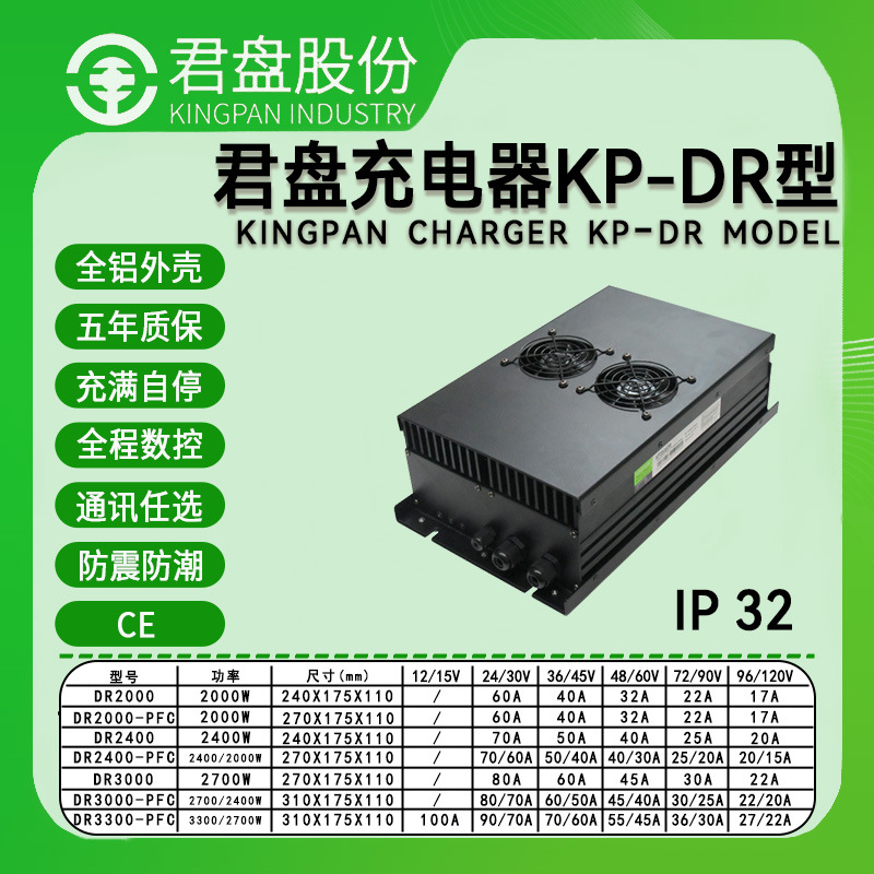 2000-4000w君盘IP66级防水大功率车载充电机48V60v无人船艇充电器